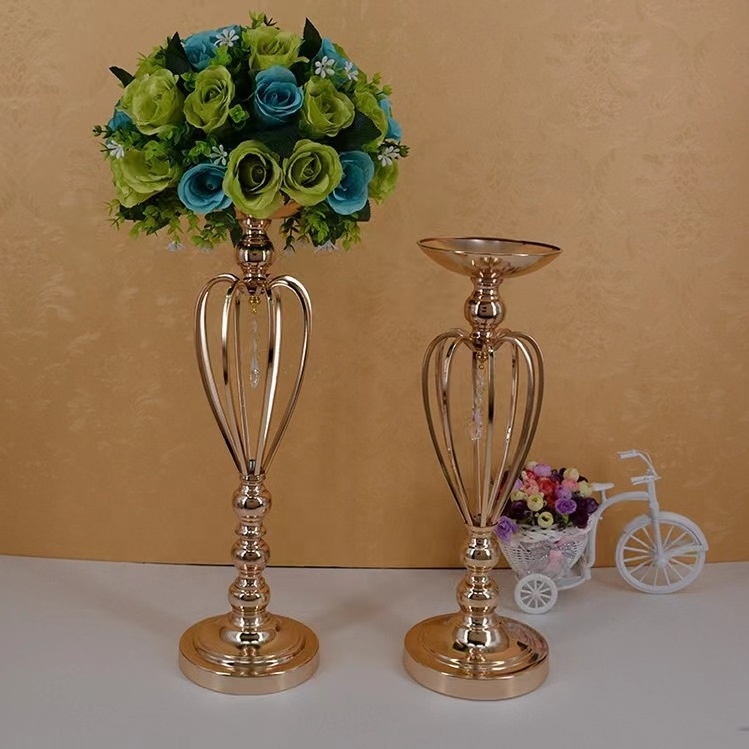 New creative metal acrylic heart-shaped wedding, banquet table 47 53 59cm golden centerpiece decorative flower stand ornament