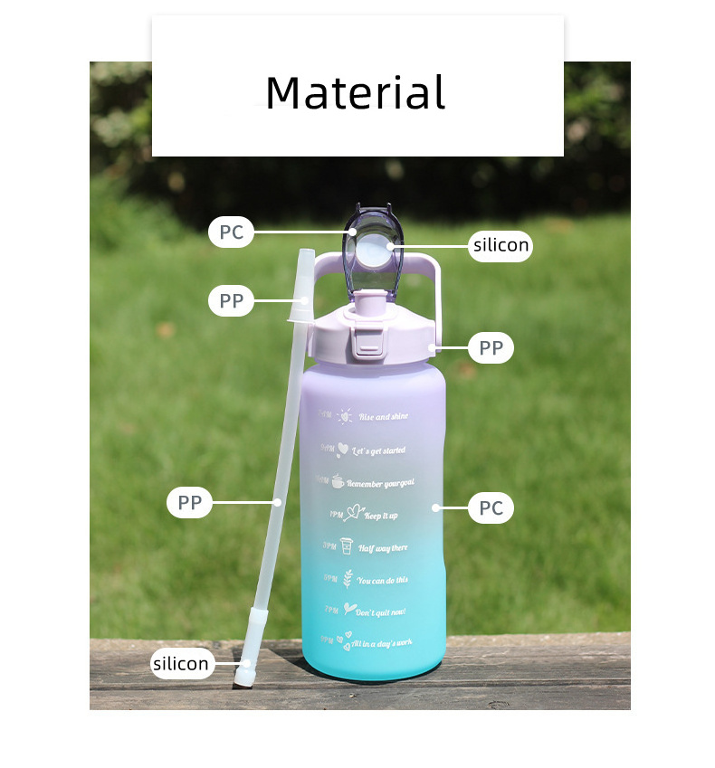 New Ombre Gradient Design Sports Bottle Large Capacity Portable BPA Free Plastic Water Bottles Set Of 3 With Straw And Handgrip