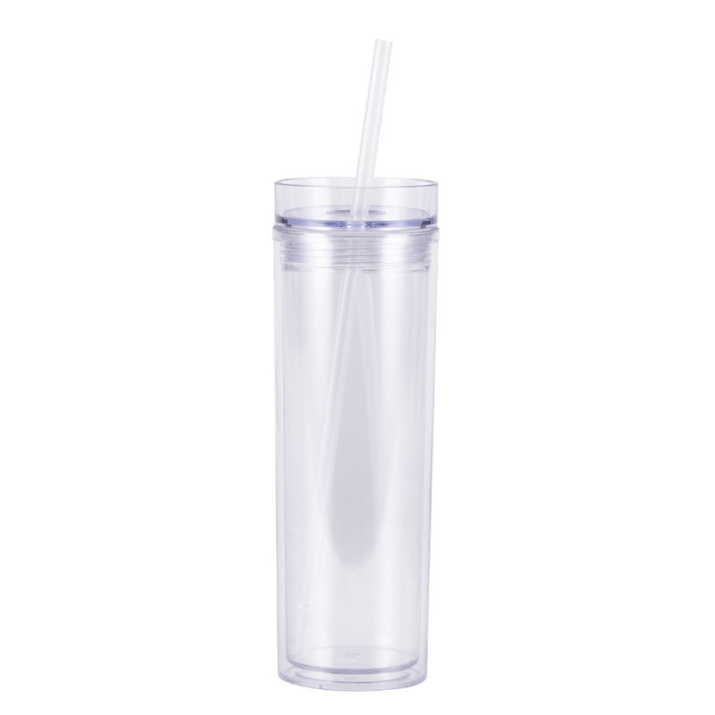 Hot Sale Reusable Matte Acrylic Tumbler With Straw And Lids Custom 16oz Double Wall Plastic Skinny Tumblers Cup