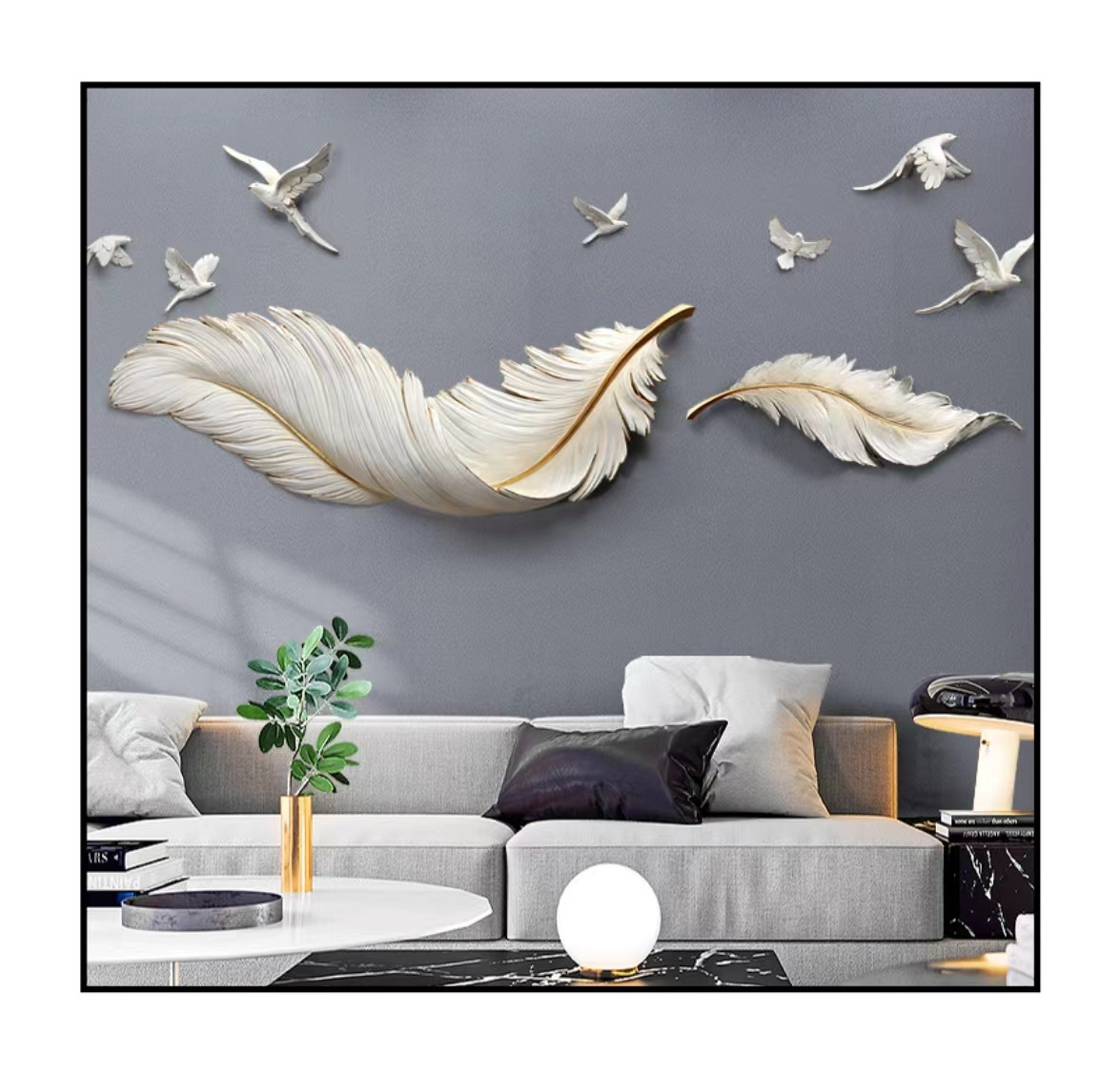 Light Luxury Feather Wall Accents Elegant Feather Decor for Home Decoration