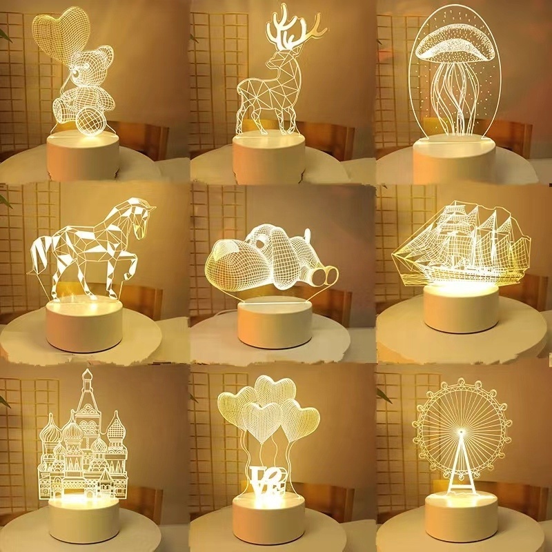 Led Night Lights New Modern Led Table Lamp Acrylic Lamp Gift Led 3d Illusion Night Light Lamp Base 7 Color