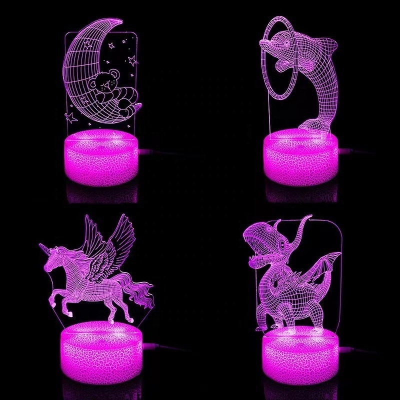 Led Night Lights New Modern Led Table Lamp Acrylic Lamp Gift Led 3d Illusion Night Light Lamp Base 7 Color