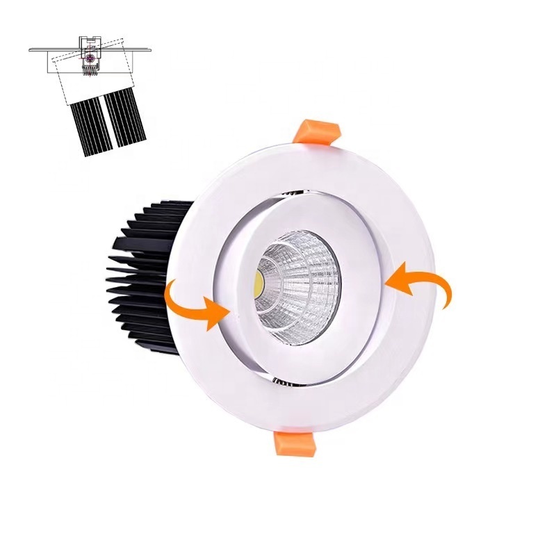 High Quality Round 12W Housing Hotel Dimmable COB Led Recessed Downlight Adjustable Spot Lights