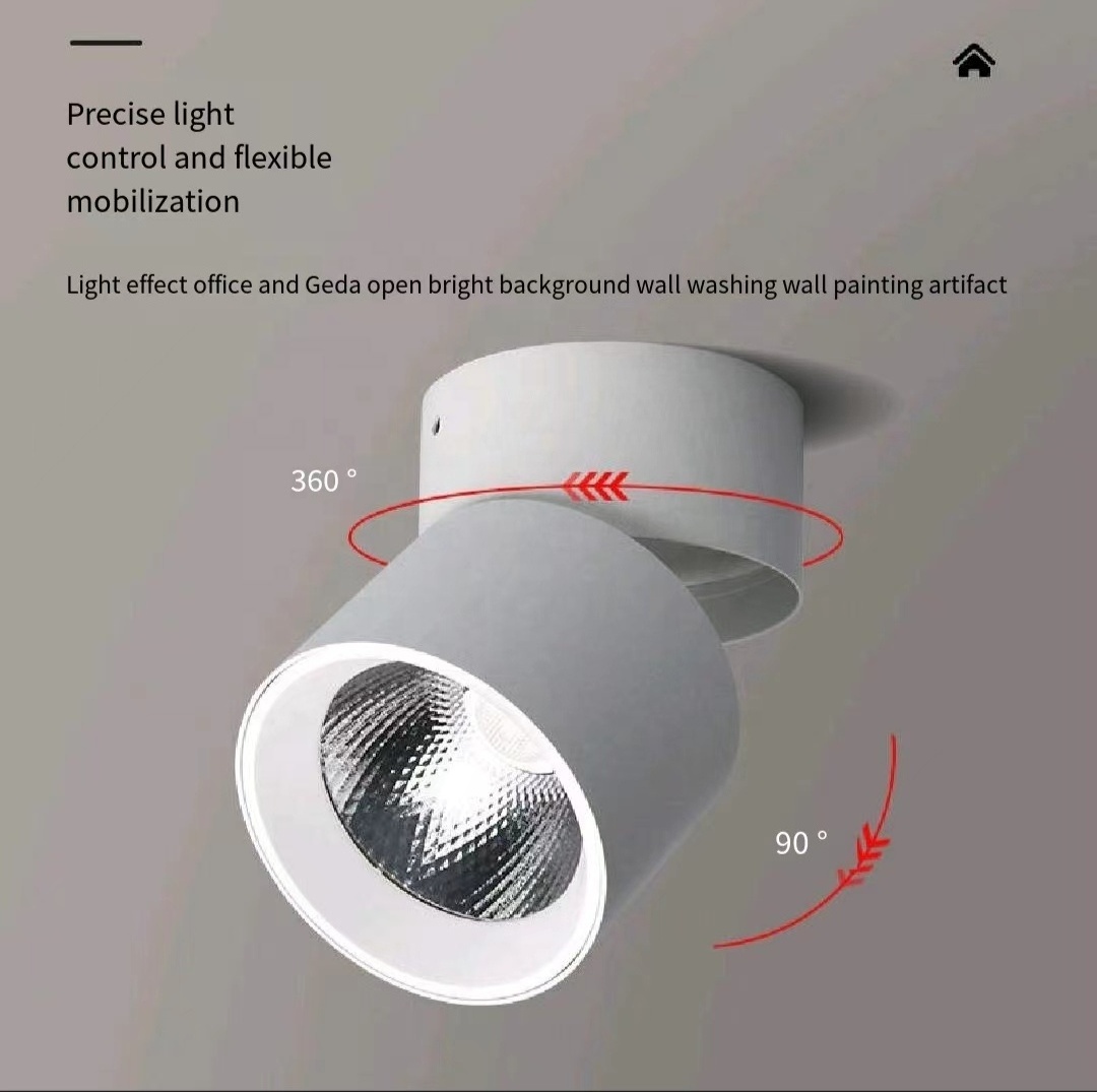 Anti-glare Ceiling Track Light Led Cob Surface Mounted Downlights Hotel Adjustable Wall Washer Spotlights