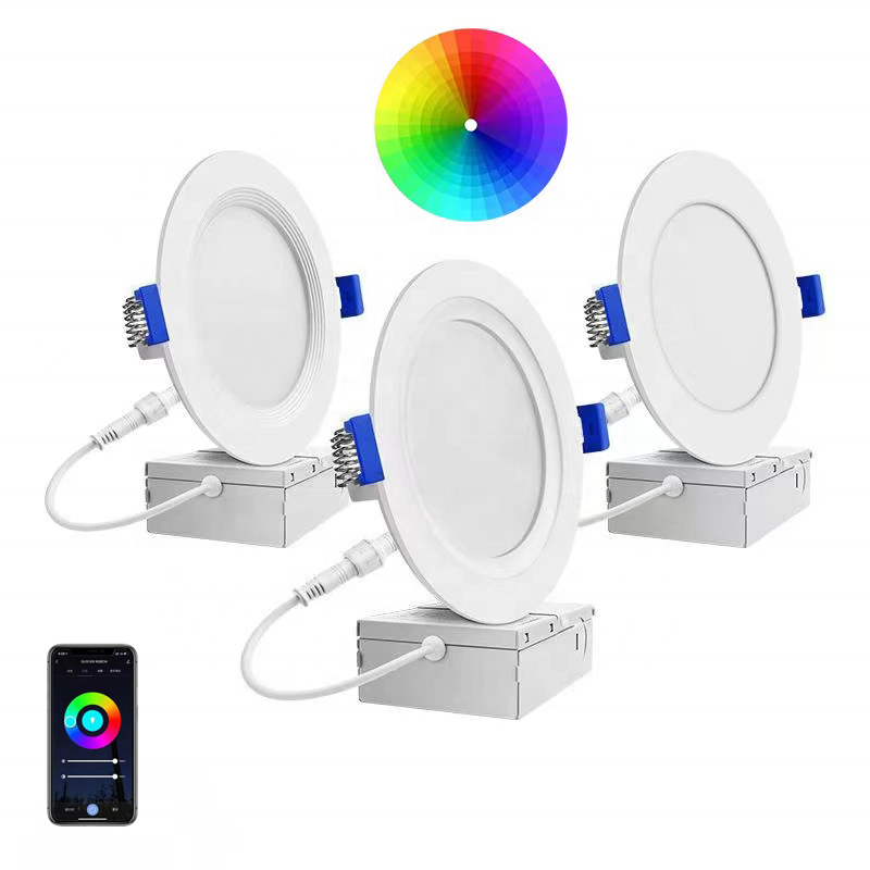 4/6/8 inch Ultra Slim LED Ceiling Lights APP Control RGB Multi Colour and Warm White Smart Recessed Downlight