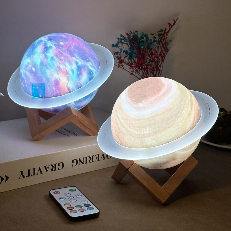 Rechargeable RGB Saturn Dimmable BT Speaker Led Kids Night Lights Remote Control Cordless Table Lamp