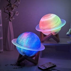 Rechargeable RGB Saturn Dimmable BT Speaker Led Kids Night Lights Remote Control Cordless Table Lamp