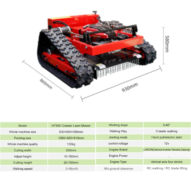 550mm Gas RC Electric Weeding Machine 7.5HP Gasoline Automatic 4 Stroke Remote Control Slope Crawler Lawn Mower Robot