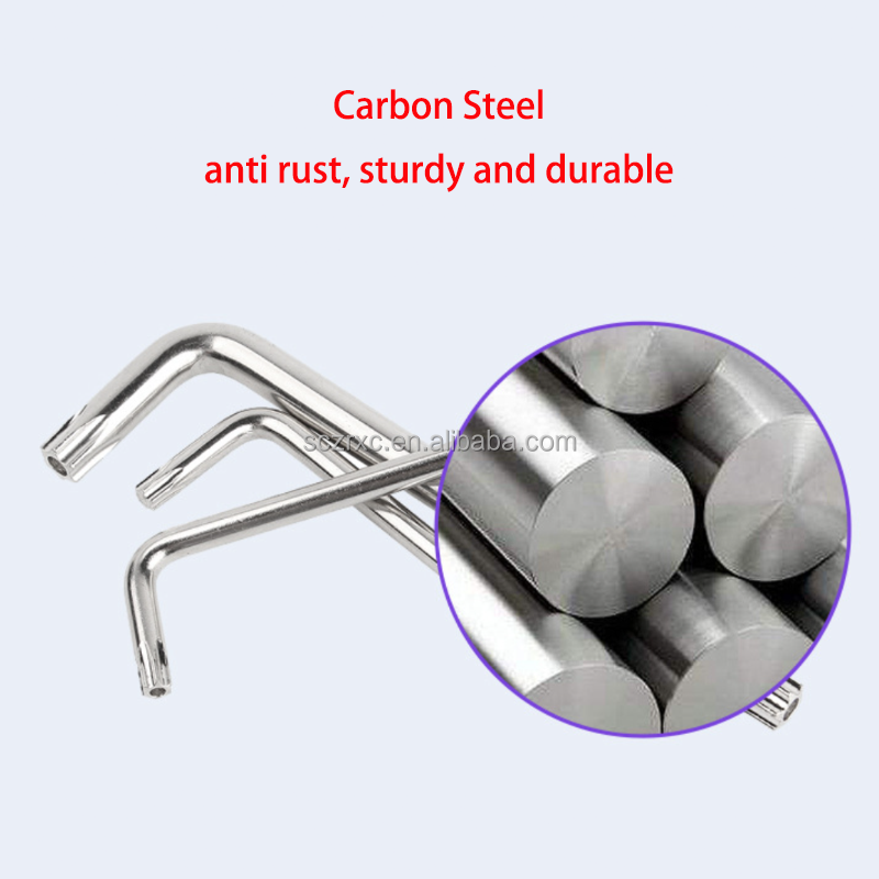 T6/T8/T10/T15/T20/T25/T30 Security Torx Key Wrench Carbon Steel Nickel Plated L Type Star Allen Wrench With Hole