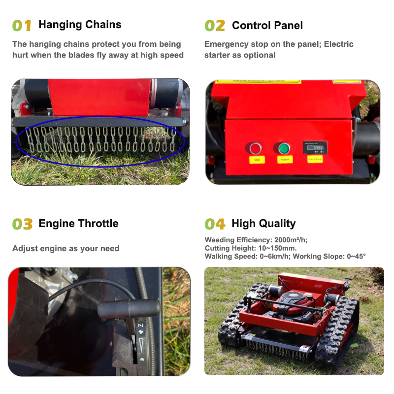 550mm Gas RC Electric Weeding Machine 7.5HP Gasoline Automatic 4 Stroke Remote Control Slope Crawler Lawn Mower Robot