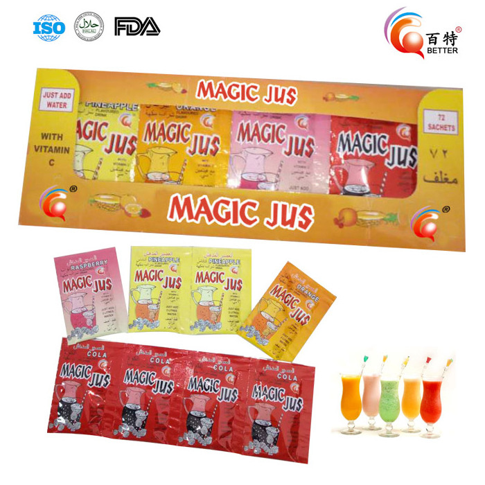 Instant Fruit Juice Drink Powder, Orange, Strawberry, Cola, Pineapple flavor