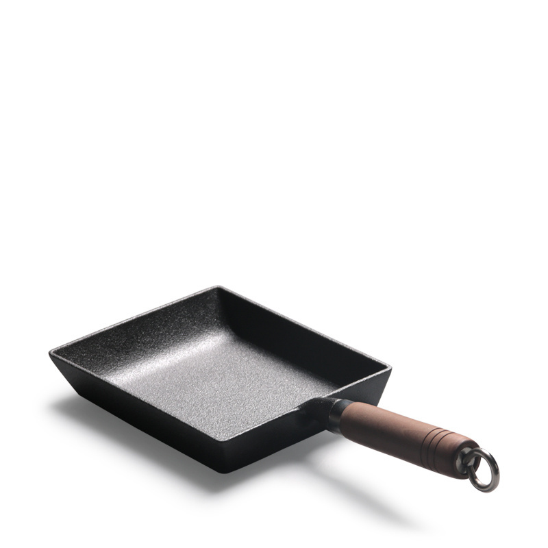 Japanese  Non-stick Mini Egg Fry Pan  Tamagoyaki Square Cast Iron Frying Pan With Wooden Handle