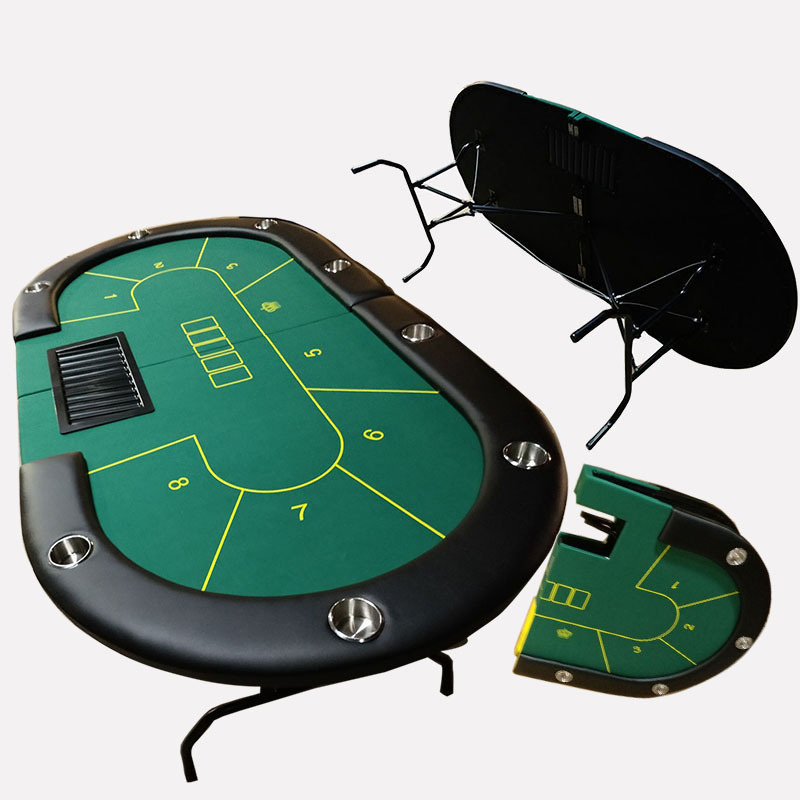 8 Players Texas Holden Poker Table Casino Folding Poker Table with Padded Rails Cup Holders Customize poker table