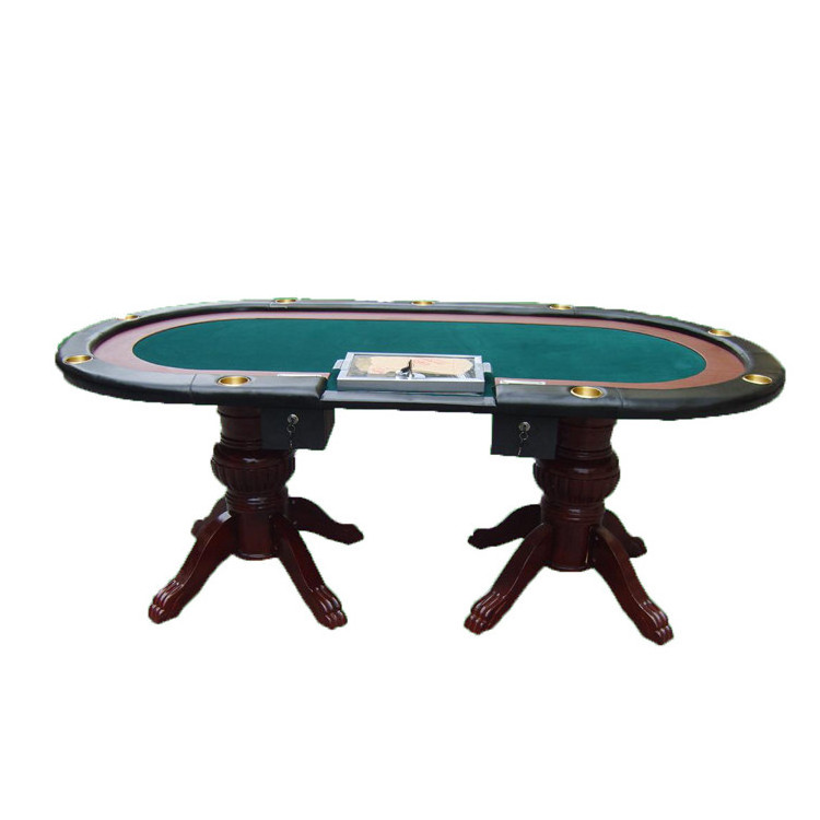 Deluxe Real Wooden Gambling Casino Poker Tables with Roulette Wheel