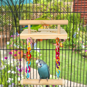 wood parrot bird stand toys bird house decoration accessories colorful swing