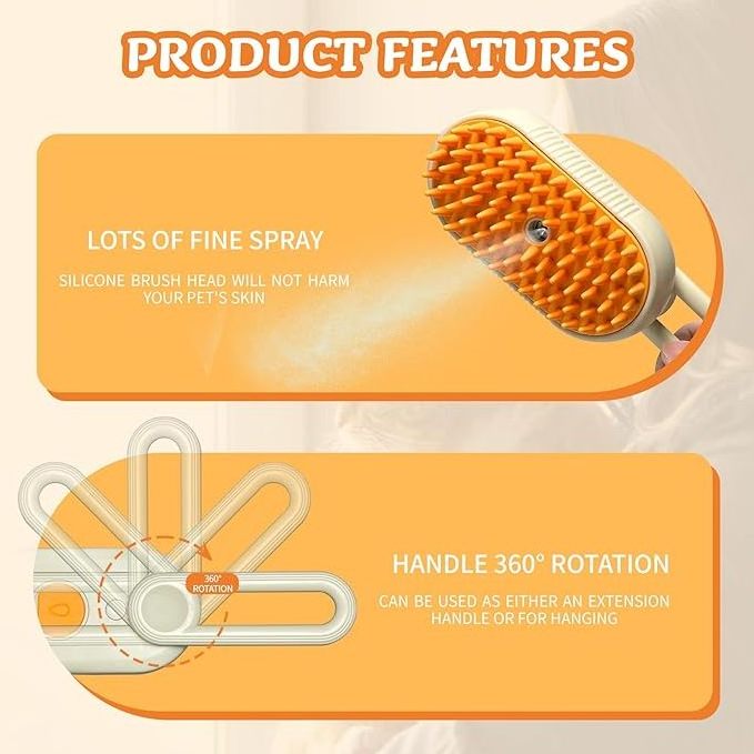 Cat/Dog Massage Steamer Water Bath Spray Hair Comb Cat Brush for Shedding