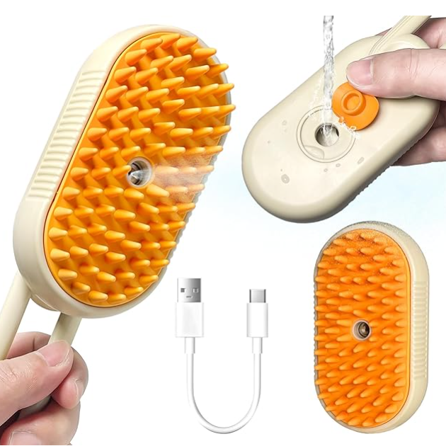 Cat/Dog Massage Steamer Water Bath Spray Hair Comb Cat Brush for Shedding