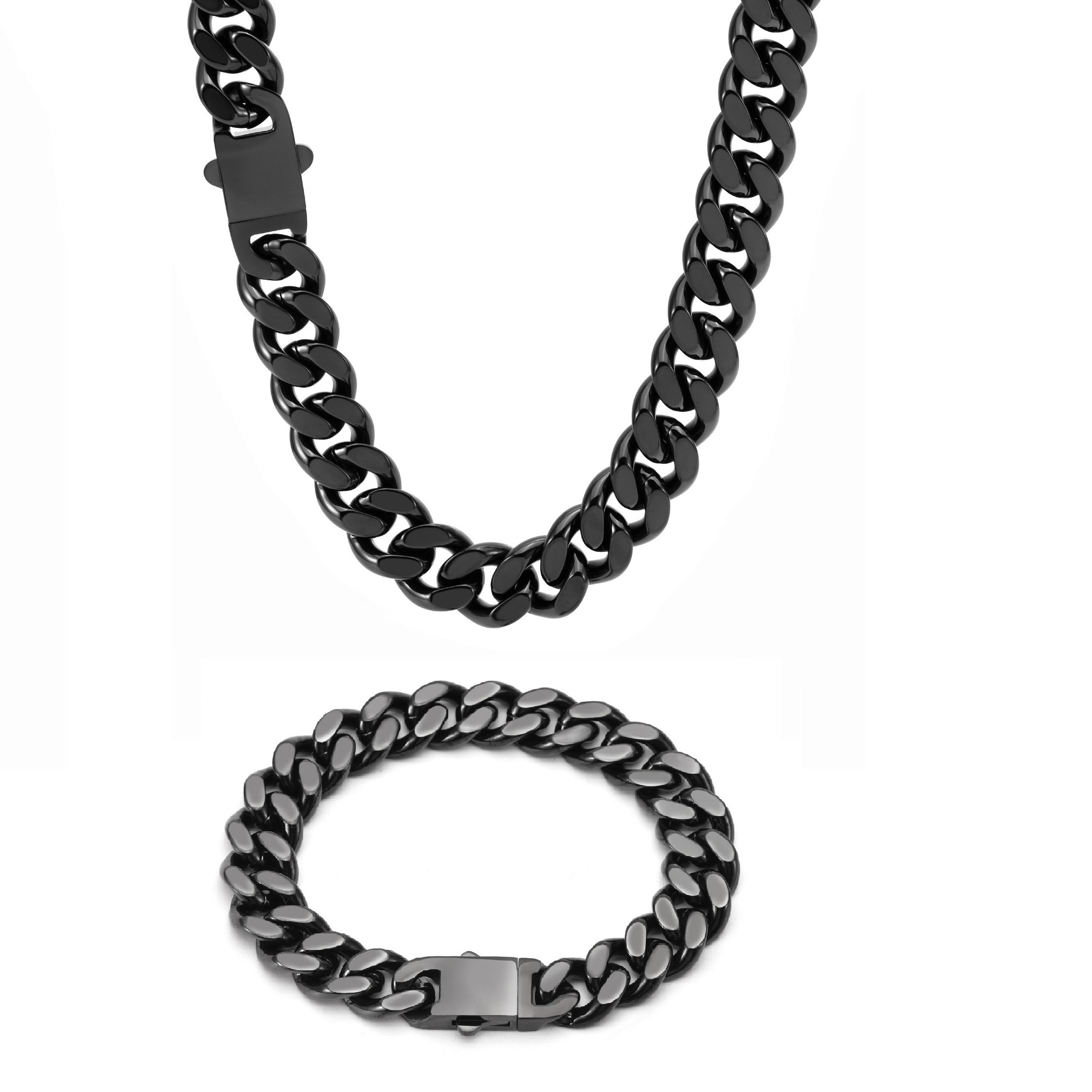 Hot-sales Hiphop Jewelry Silver Gold Black Plated Cuban Chains Wholesale Stainless Steel Men Necklace