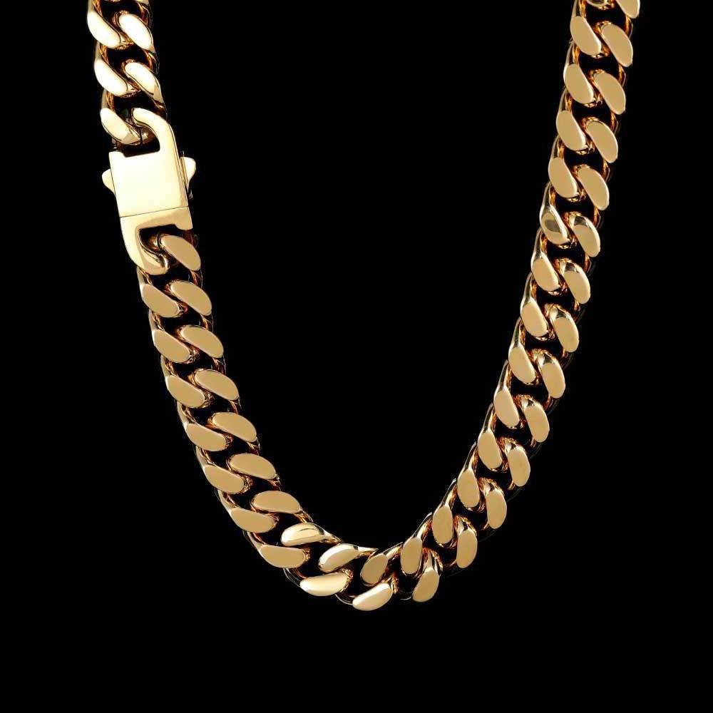 Hot-sales Hiphop Jewelry Silver Gold Black Plated Cuban Chains Wholesale Stainless Steel Men Necklace