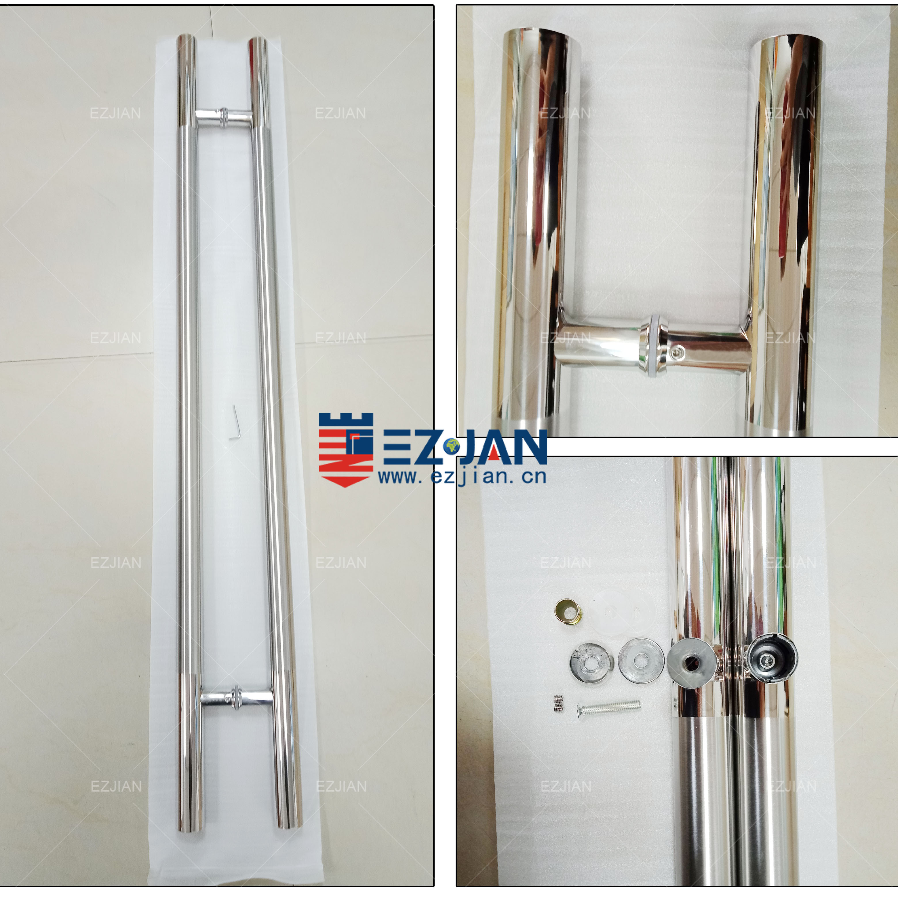 Factory Price New Style Simple Silver Mirror Stainless Steel Sliding Shower Glass Door Pull Handles Bathroom Door Handle