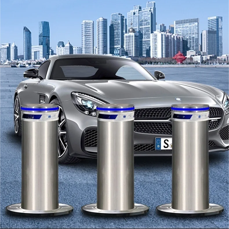 Security road blocker automatic retractable hydraulic driveway retractable steel rising parking bollards or manual bollard