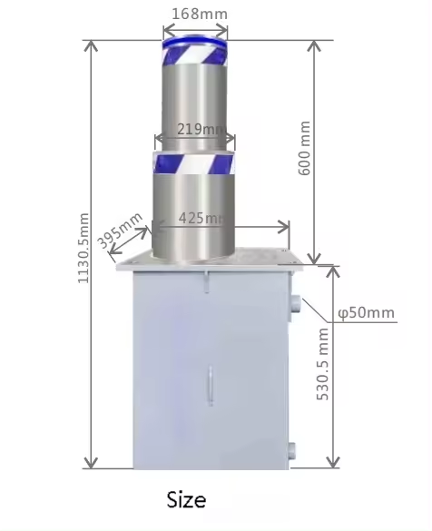 security stainless steel double retractable hydraulic Remote Control driveway bollard