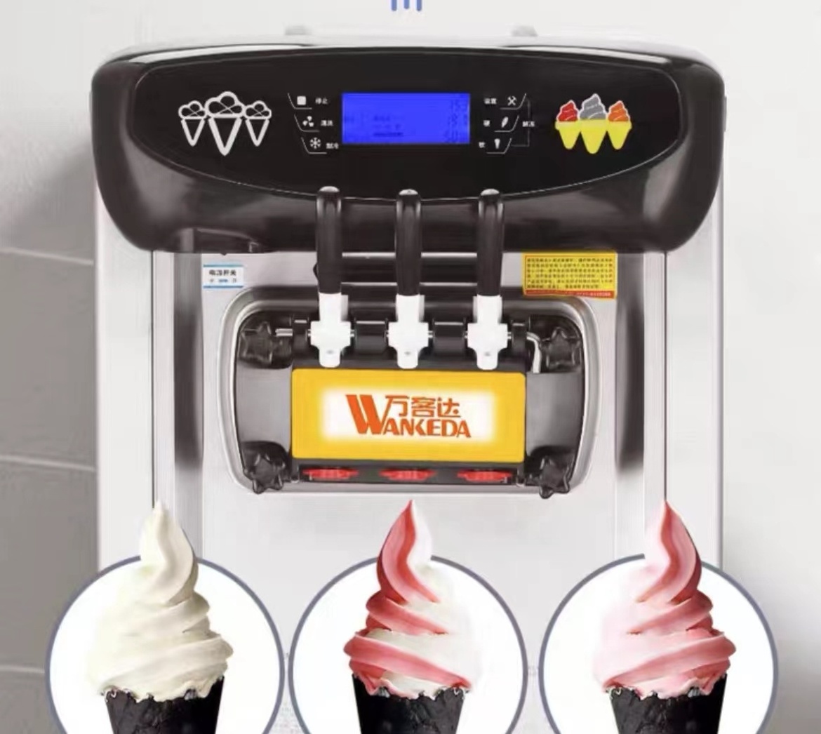 Wankeda ice cream machine commercial small vertical desktop sundae cone ice cream machine automatic ice cream machine