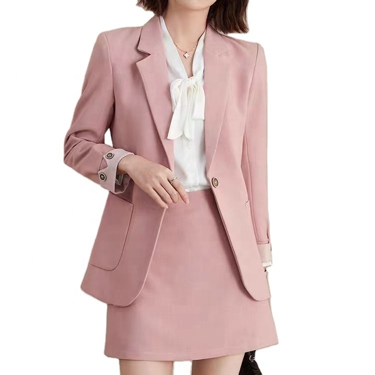 tailored suit for woman lady pink and yellow suit