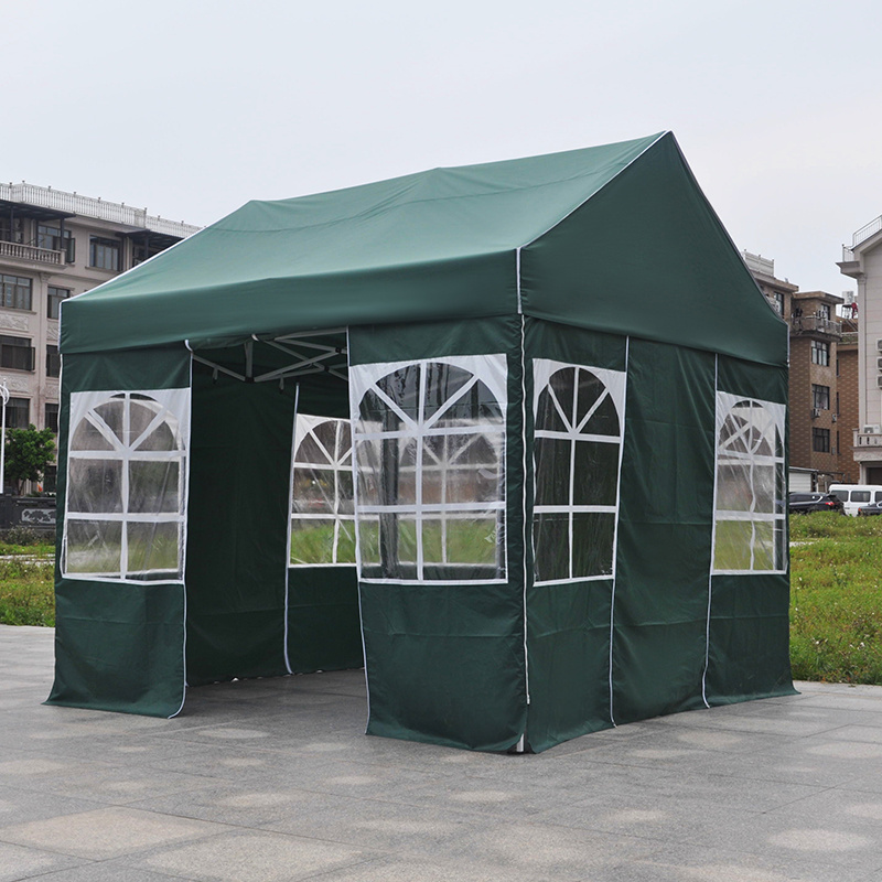 Folding Hexagonal Steel Frame pop Up Gazebo Canopy Event Tent with side walls