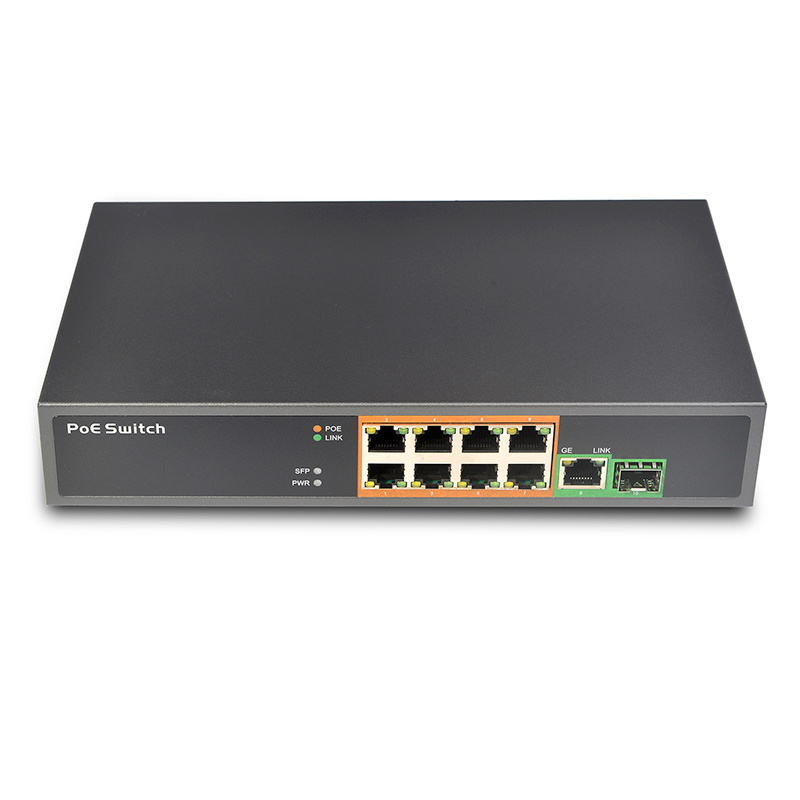 SDAPO PSE908GS Shenzhen factory IEEE802 3af at 150W 8 ports poe network switch + 2 uplink suitable for cctv ipc