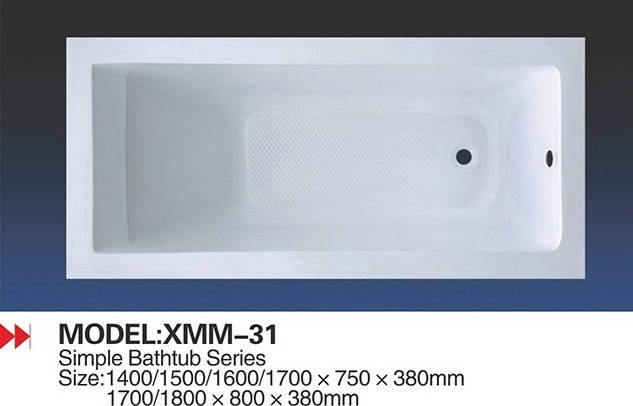 Wholesale simple empty rectangular cast iron enamel bathtub drop-in flat comfortable enameled cast iron bathtub