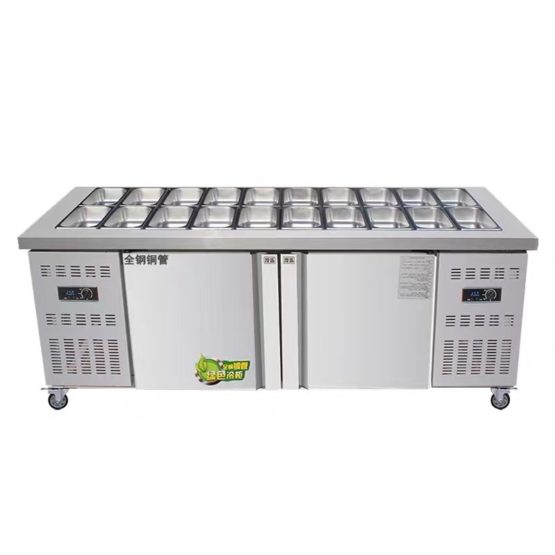 1800 mm length work table two door pizza prep counter salad bar table