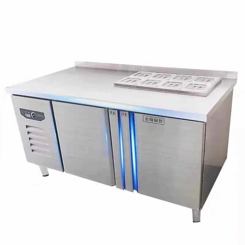 1800 mm length work table two door pizza prep counter salad bar table