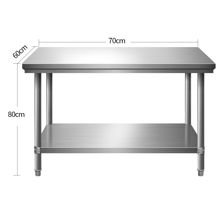 Stainless steel 3 layer restaurant kitchen work table with wheels