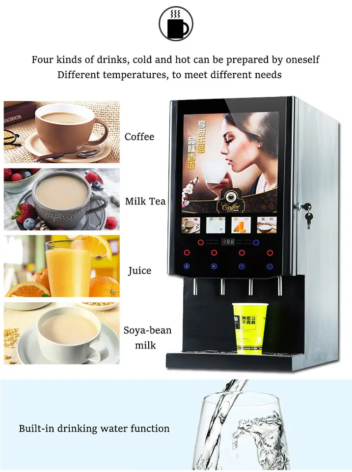 Commercial Vending Machines Automatic Coin Bill Cappuccino Coffee Machine Instant Coffee Vending Machine