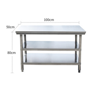 Stainless steel 3 layer restaurant kitchen work table with wheels