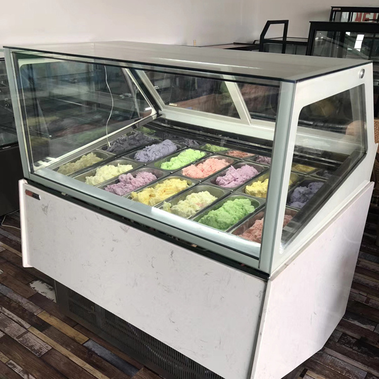 BJZ-8 225W Ventilated Freezer SS304 Marble Countertop Ice Cream Display Freezer