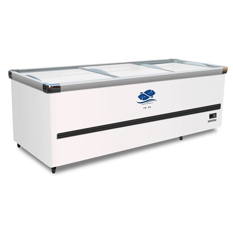 Hot Product Commerical Refrigerated Glass Top Island Freezer Use For Supermarket