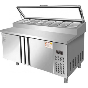 Single Temperature Salad Bar Pizza Prep Counter Top Display Fridge Refrigeration Equipment Chiller Freezer