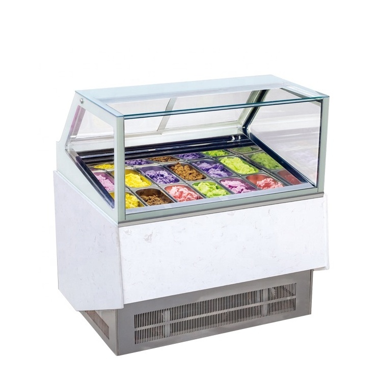 BJZ-8 225W Ventilated Freezer SS304 Marble Countertop Ice Cream Display Freezer