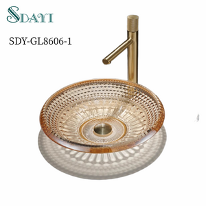 SDAYI  painting tempered glass wash basin on countertop bathroom vessel art wash hand basin tempered glass sink