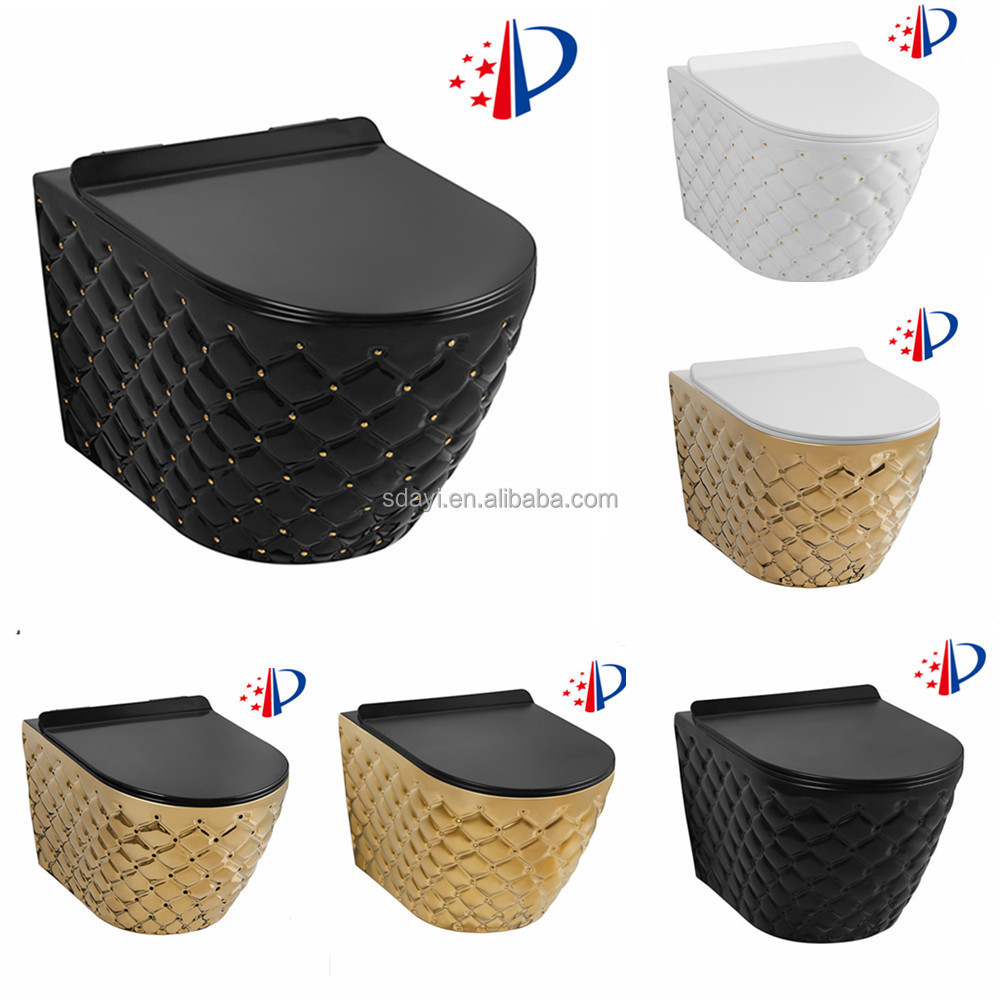 2023 new  toilet and sink design ceramic gold color wall hung toilet basin bathroom wc toilet bowl