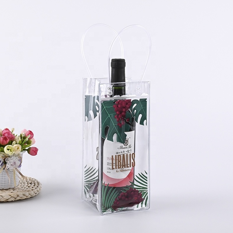 Custom Logo Multi Colors Waterproof PVC Wine Beer Bottle Bag Outdoor Event Cooler Champagne Freezer Bag