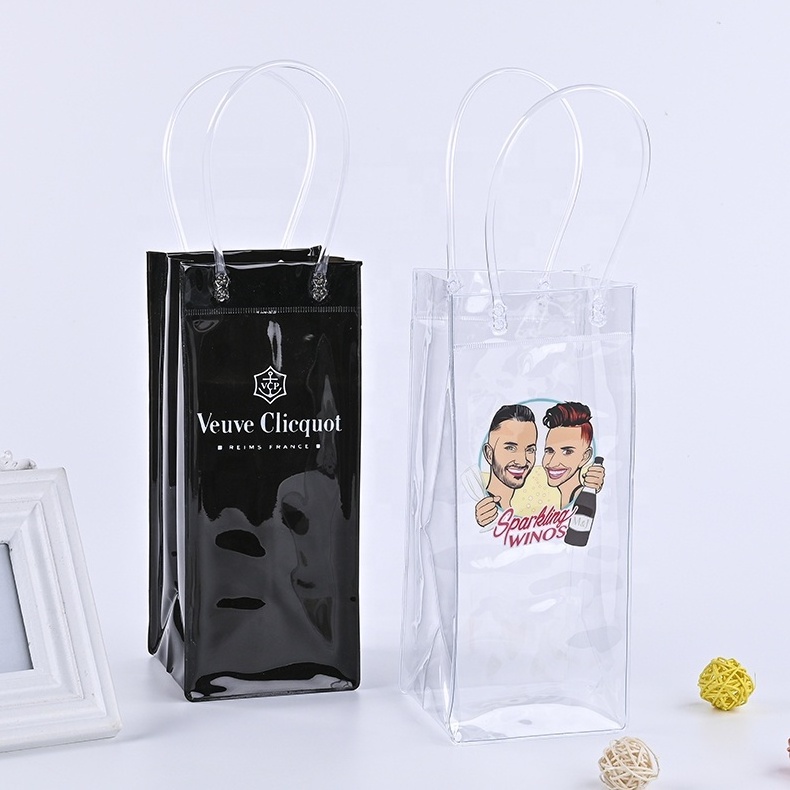 Custom Logo Multi Colors Waterproof PVC Wine Beer Bottle Bag Outdoor Event Cooler Champagne Freezer Bag