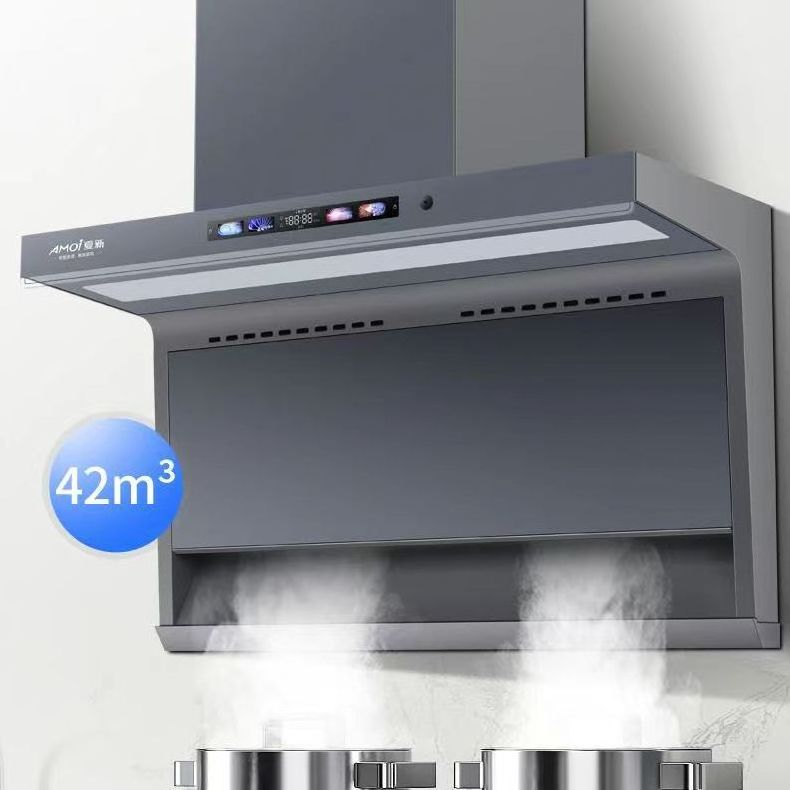 Wall Mounted Curve Glass Cooking Smoke Extractor Chimney Stainless Steel Kitchen Range Hood