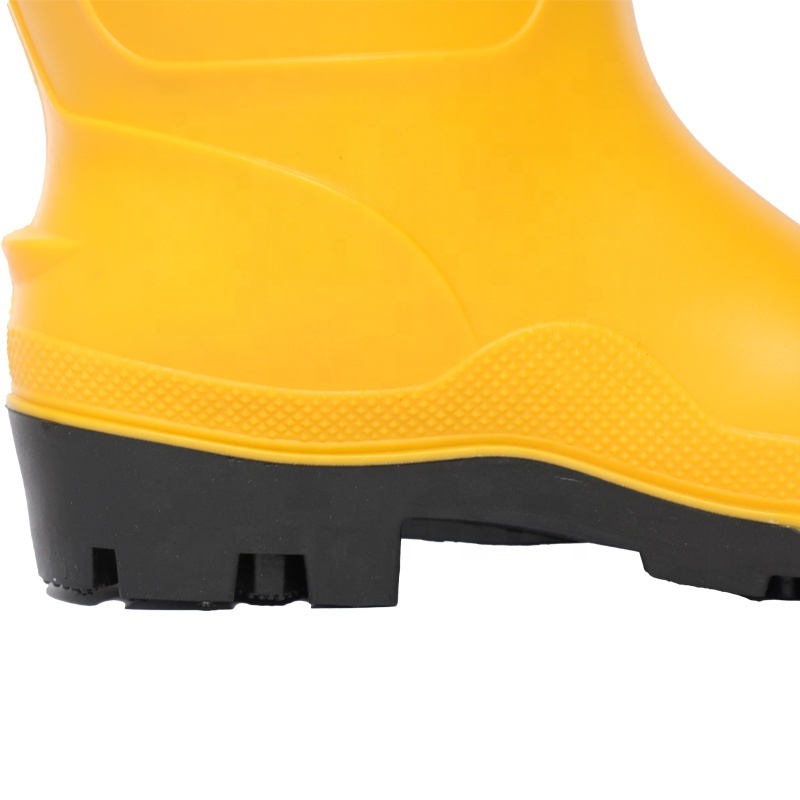 Baisheng Energy Rainboots Production Yellow PVC Water Rain boots / Working Rubber Shoes / Safety Rain boots with Steel Toe