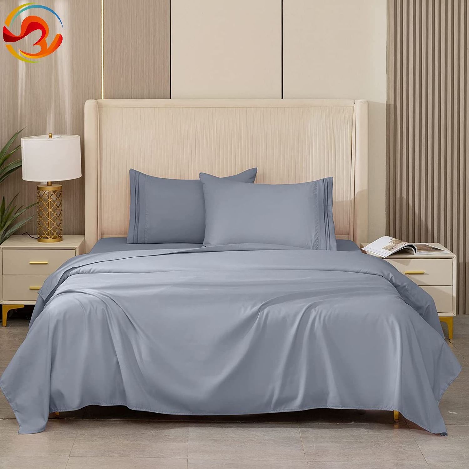 Wholesale microfiber solid dyed bedsheet fabric best factory price flat fitted sheet fabric