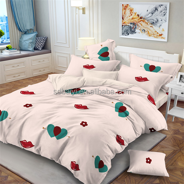 Weifang textiles polyester printing 4pieces bedding bale duvet bed sheet set with mattress quilt cover/pillow cases online sale