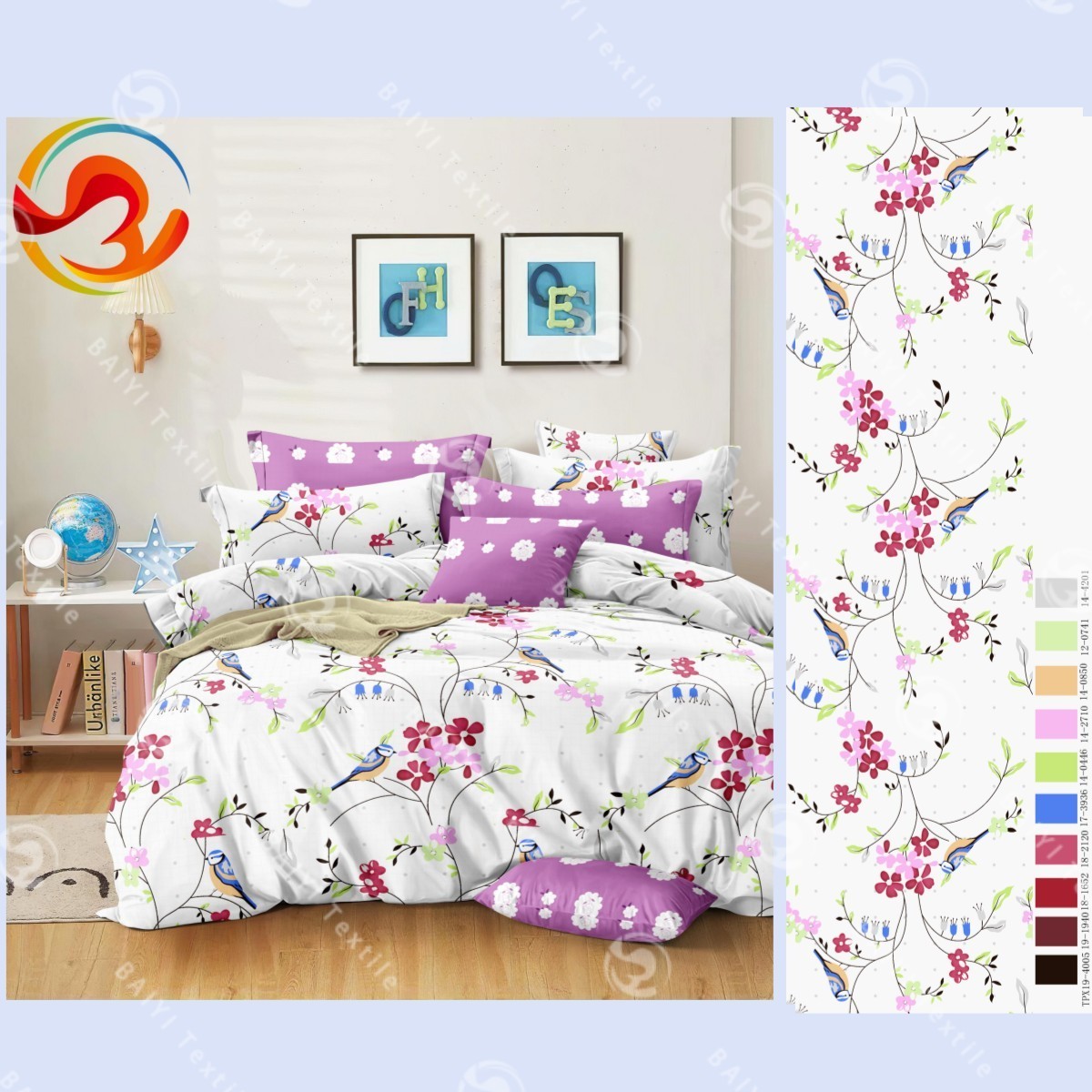 China made microfiber home textiles customized 100% polyester pigment printed bedsheets fabric