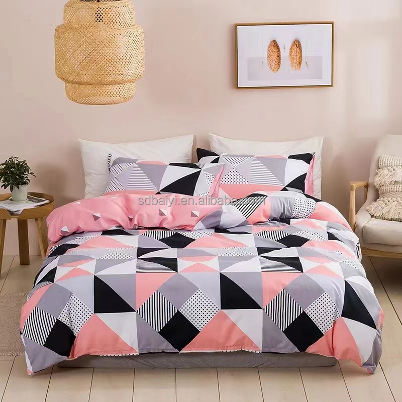 Modern Style Flower Print Soft Bedding Cover Set Polyester Quilt Microfiber Comforter Sets For Home Twin Full Queen King Size